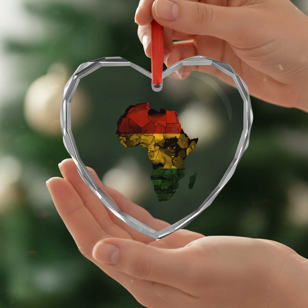 Black History Month Heart Crystal Glass Ornament Pan African Africa Map Black Pride TS10 Print Your Wear