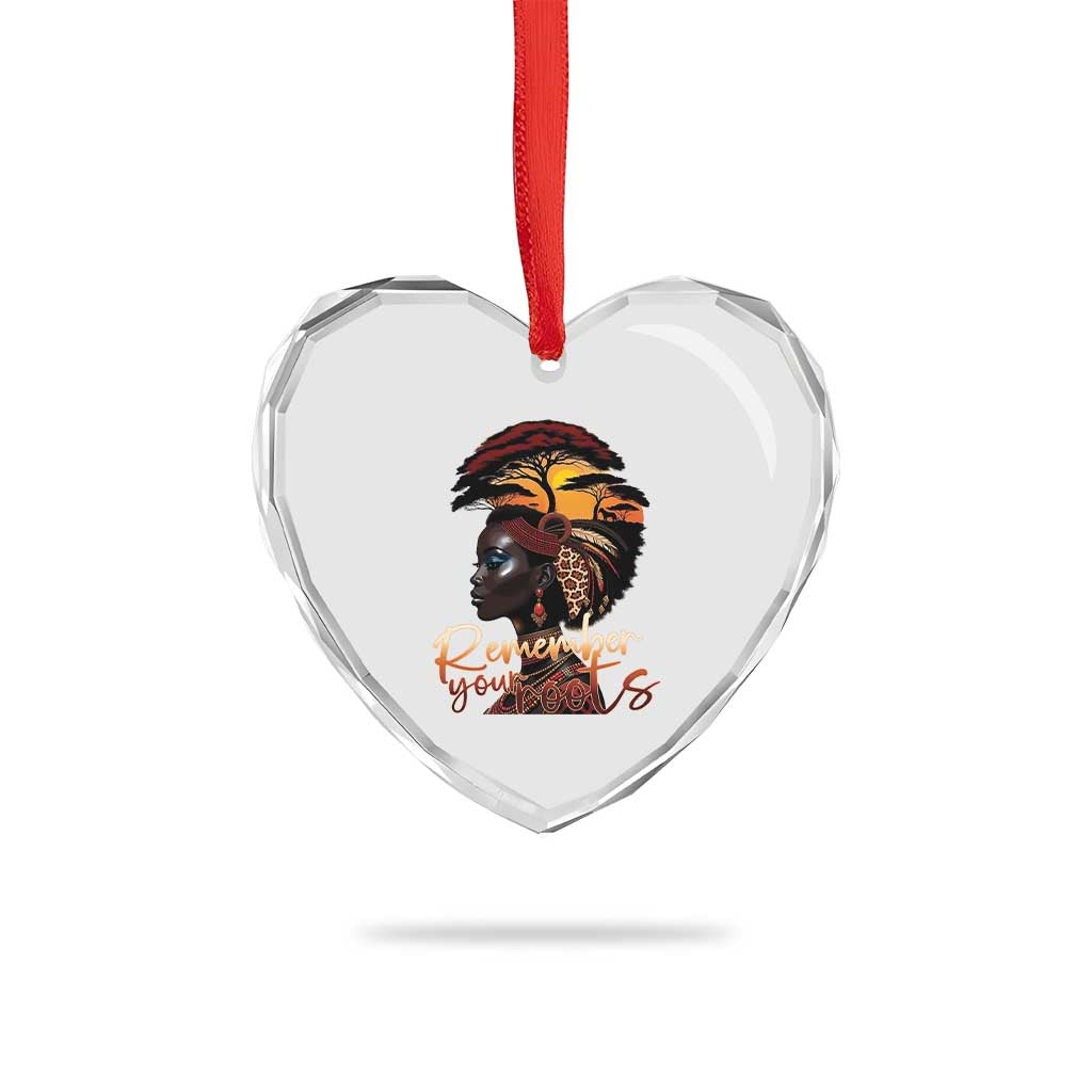 Black History Month Heart Crystal Glass Ornament Remember Your Roots African Safari TS11 Print Your Wear