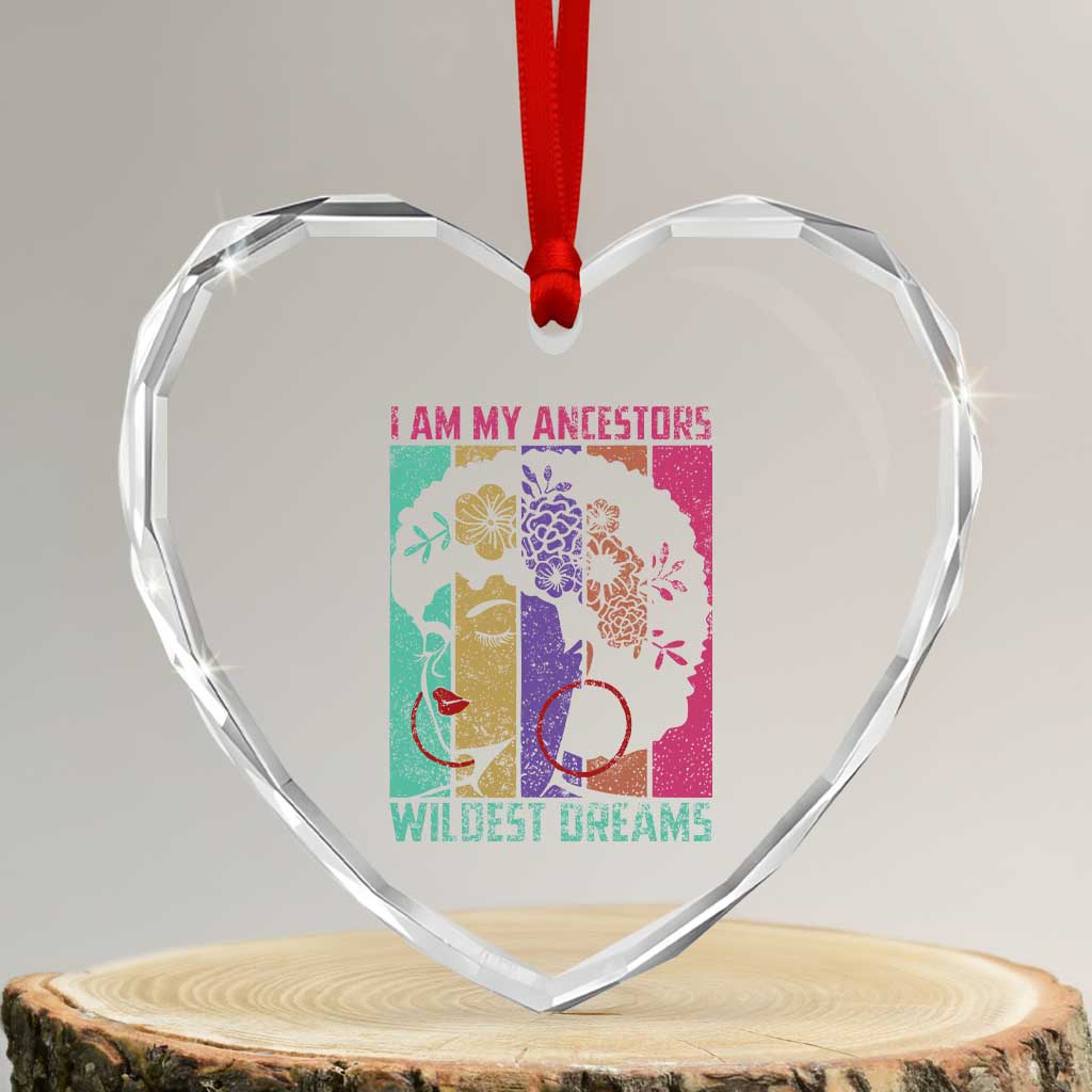 Black History Month Pride Heart Crystal Glass Ornament I Am My Ancestors Wildest Dreams Woman Retro TS02 Transparent Glass 3'' Heart Print Your Wear