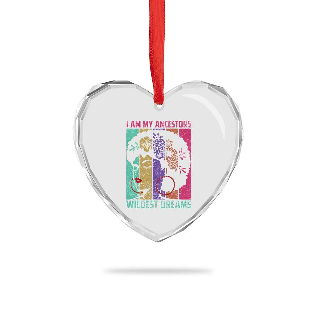 Black History Month Pride Heart Crystal Glass Ornament I Am My Ancestors Wildest Dreams Woman Retro TS02 Print Your Wear