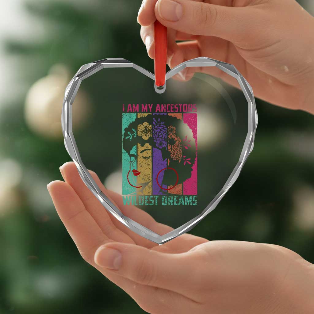 Black History Month Pride Heart Crystal Glass Ornament I Am My Ancestors Wildest Dreams Woman Retro TS02 Print Your Wear