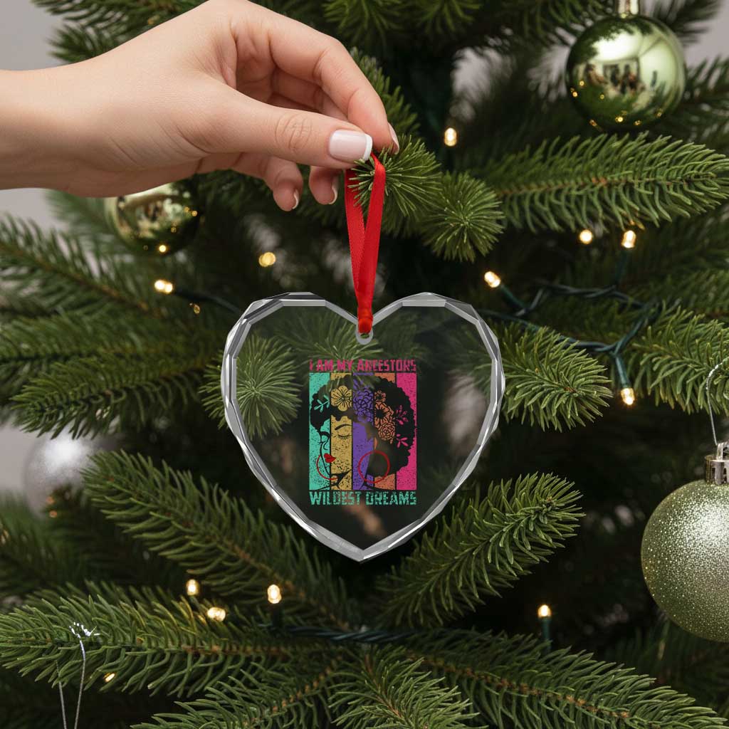 Black History Month Pride Heart Crystal Glass Ornament I Am My Ancestors Wildest Dreams Woman Retro TS02 Print Your Wear