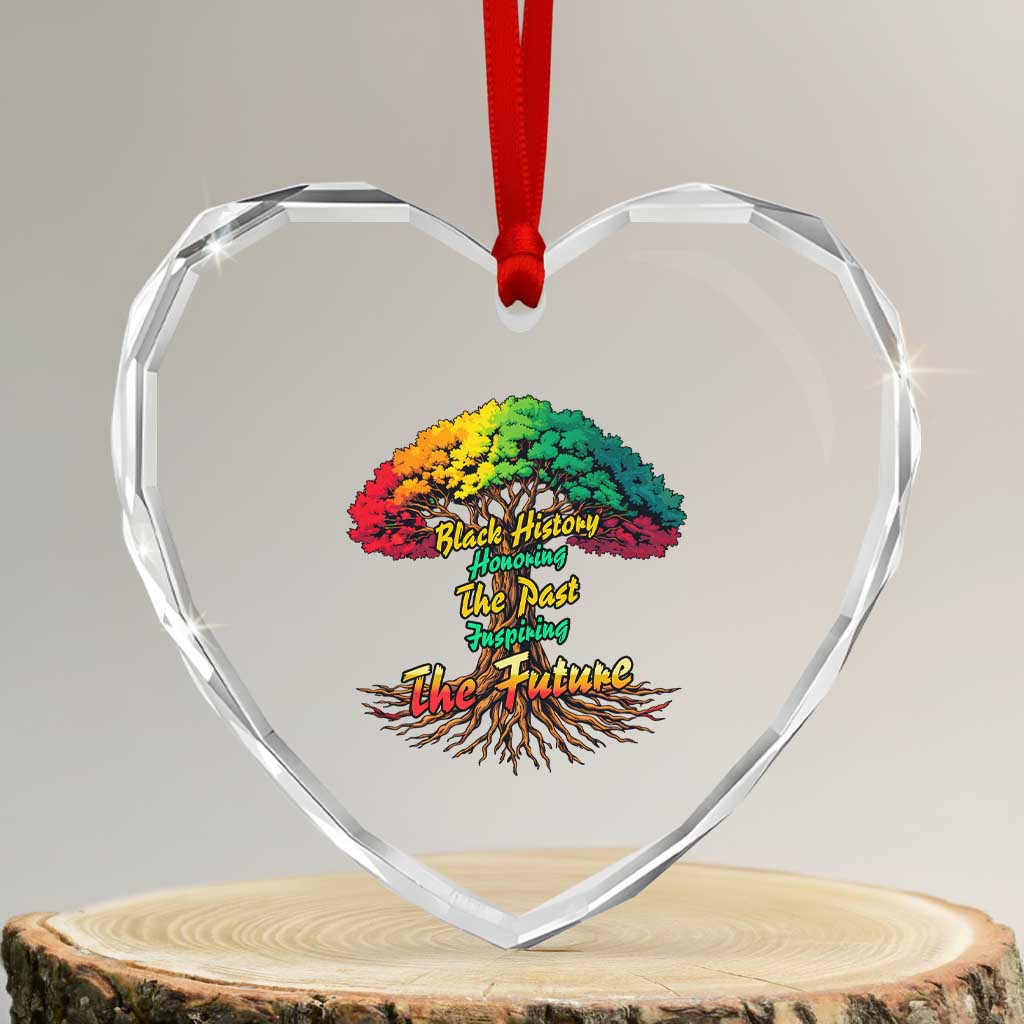 Black History Month Quote Heart Crystal Glass Ornament Inspiring The Future Honoring The Past TS12 Transparent Glass 3'' Heart Print Your Wear