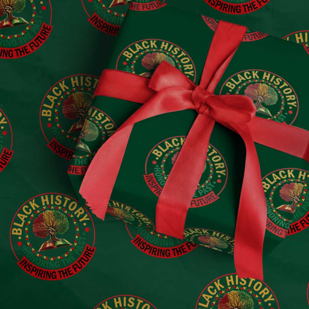 Black History Month Quote Wrapping Paper Roll Honoring The Past Inspiring The Future Gift TS12 Green Print Your Wear