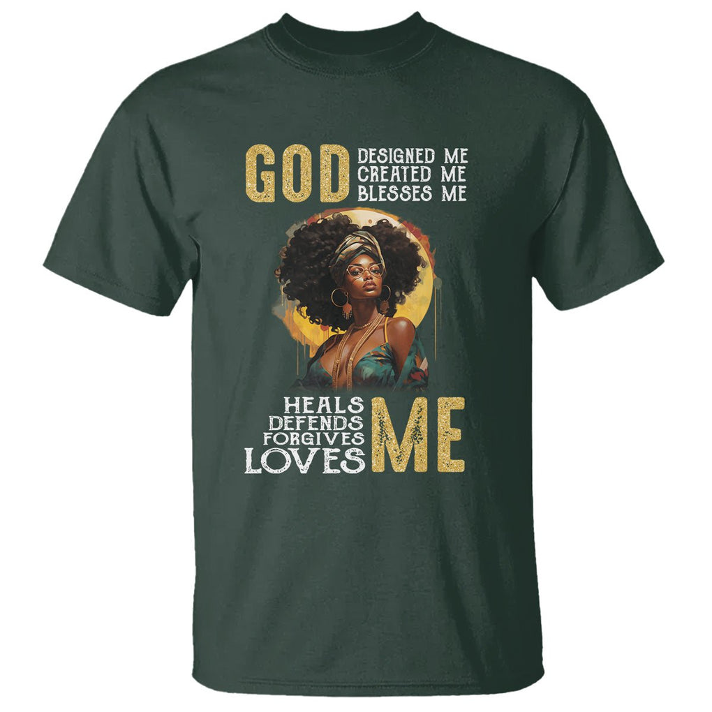Black History Month T Shirt African Women God Designed Created Blessed Me TS09 Dark Forest Green Printyourwear