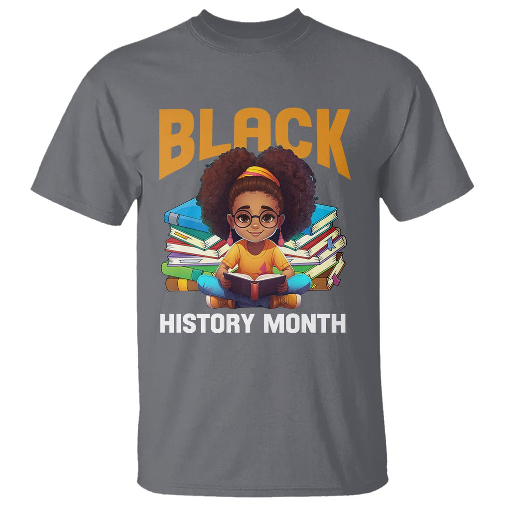 Black History Month T Shirt Girl Reading Book African Pride Melanin TS09 Charcoal Printyourwear