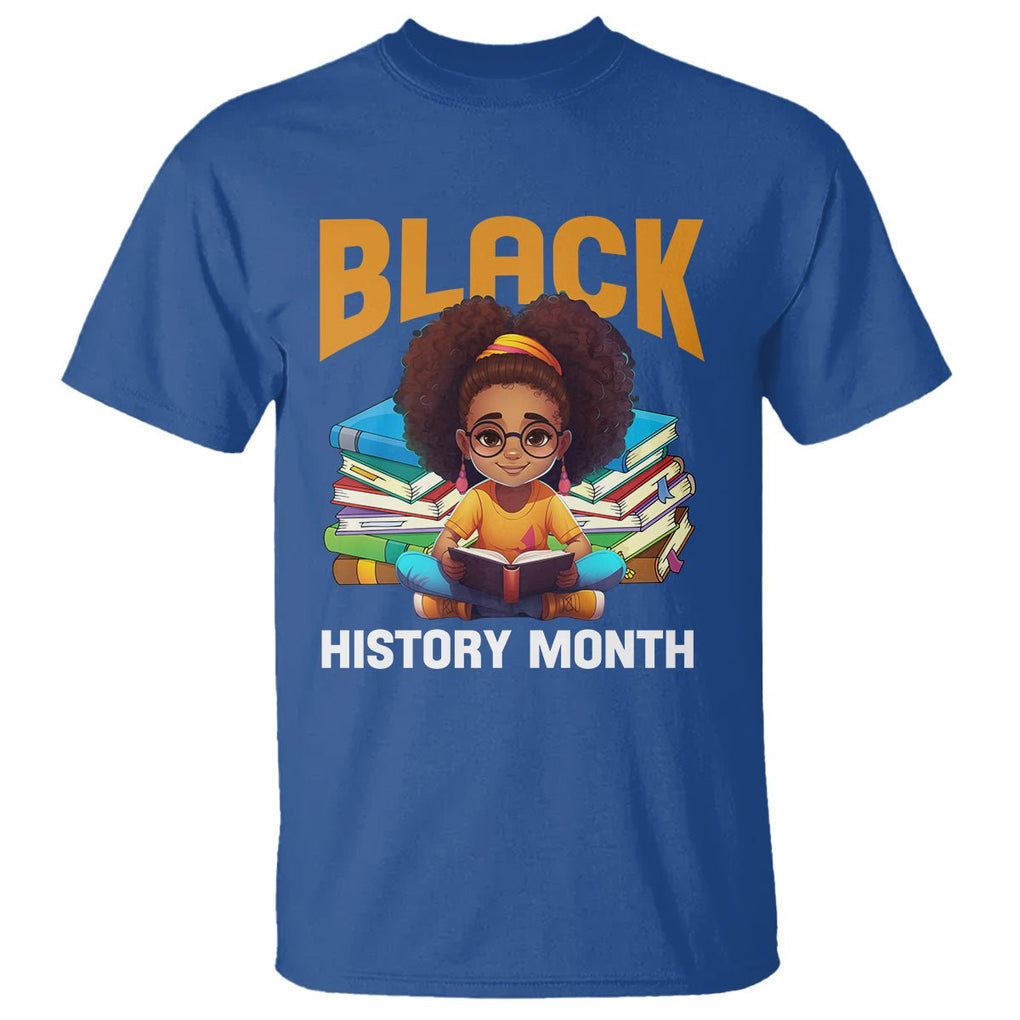 Black History Month T Shirt Girl Reading Book African Pride Melanin TS09 Royal Blue Printyourwear