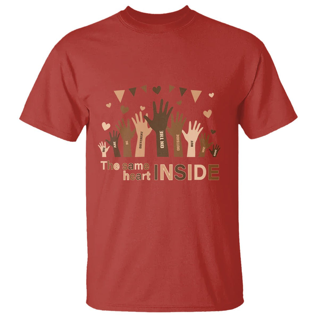 Black History Month T Shirt We Can Be Different On The Outside But We Have The Same Heart TS09 Red Printyourwear
