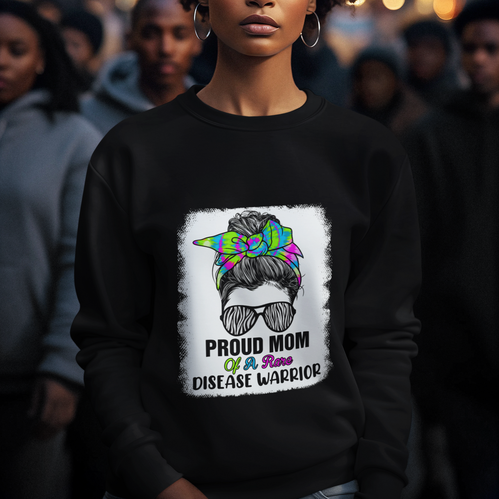 Rare Disease Day Shirts Sweatshirt Proud Mom Of A Rare Disease Warrior Rare Disease Awareness Zebra Messy Bun TS02 Printyourwear