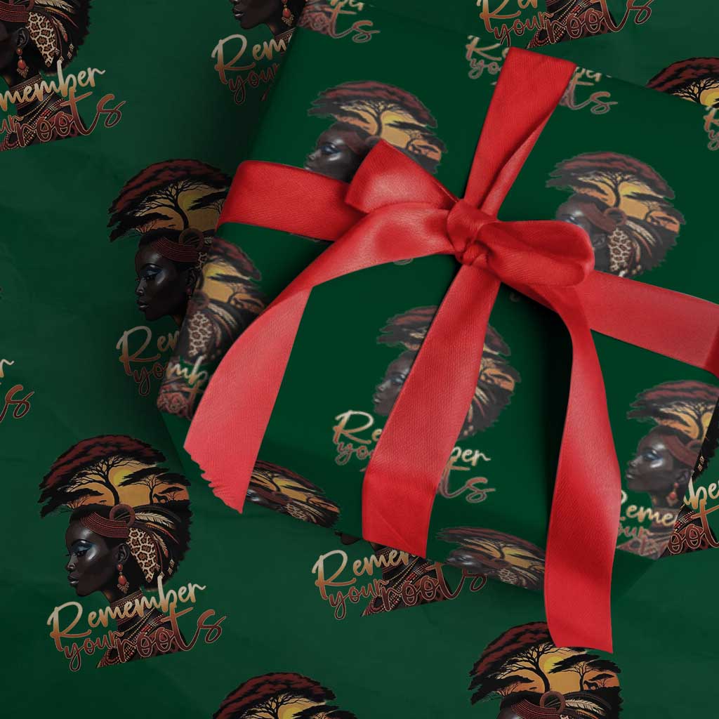 Black History Month Wrapping Paper Roll Remember Your Roots African Safari TS11 Green Print Your Wear