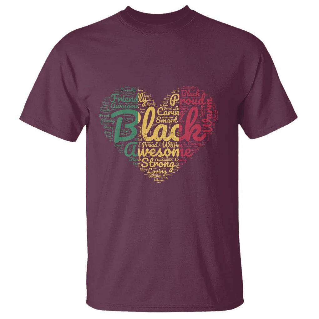 Black History T Shirt Cool Juneteenth with African Proud Heart TS01 Maroon Printyourwear