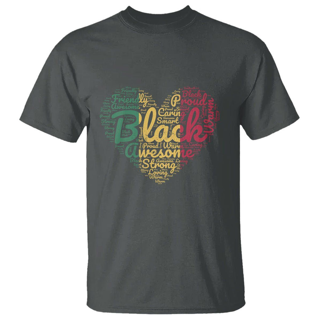 Black History T Shirt Cool Juneteenth with African Proud Heart TS01 Dark Heather Printyourwear