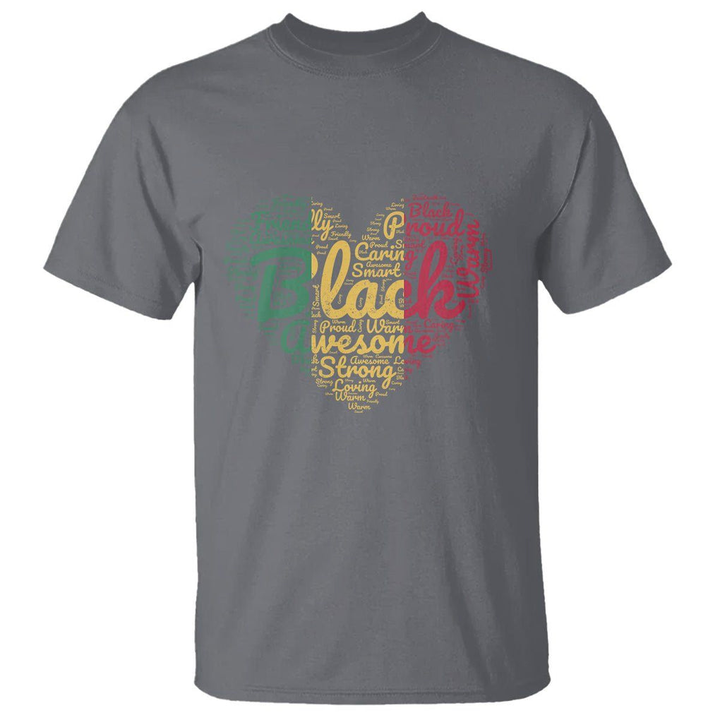 Black History T Shirt Cool Juneteenth with African Proud Heart TS01 Charcoal Printyourwear