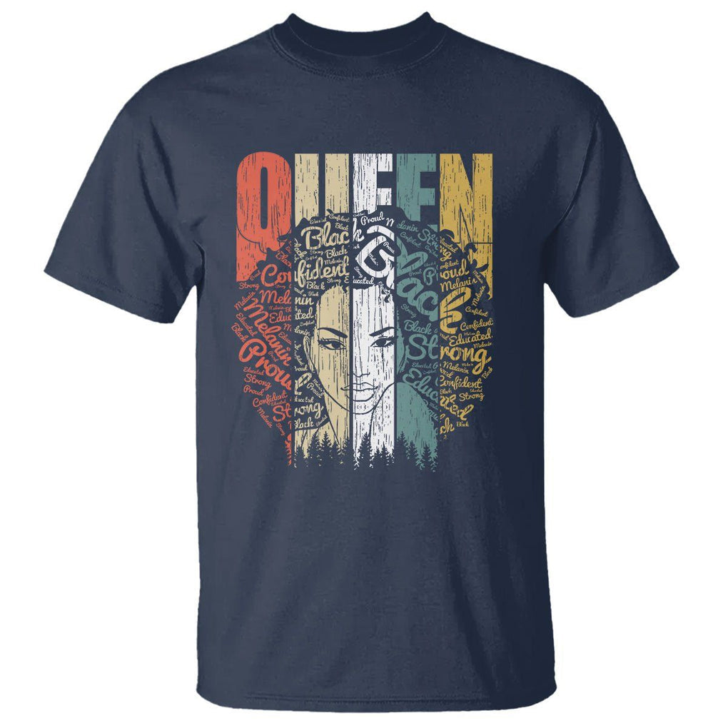 Black History T Shirt For Women Educated Strong Black Queen TS01 Navy Printyourwear