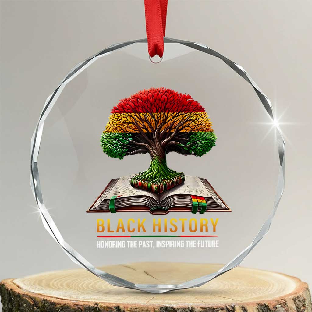Black History Teacher Crystal Glass Ornament Honoring The Past Inspiring The Future Tree of Life - Print Your Wear