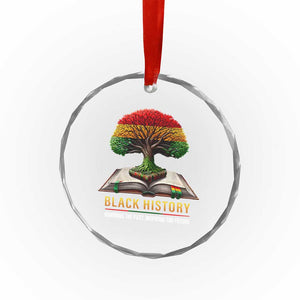 Black History Teacher Crystal Glass Ornament Honoring The Past Inspiring The Future Tree of Life - Print Your Wear