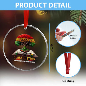 Black History Teacher Crystal Glass Ornament Honoring The Past Inspiring The Future Tree of Life - Print Your Wear