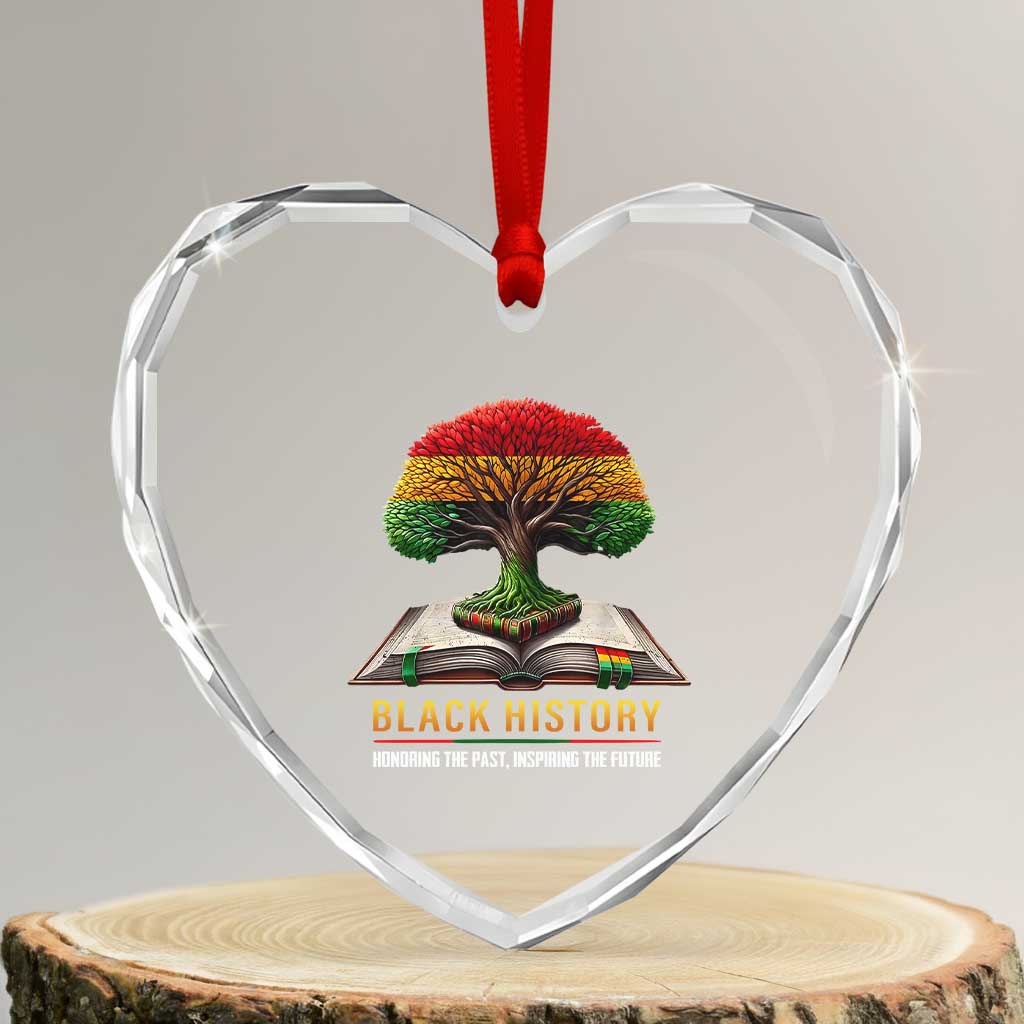 Black History Teacher Heart Crystal Glass Ornament Honoring The Past Inspiring The Future Tree of Life TS02 Transparent Glass 3'' Heart Print Your Wear