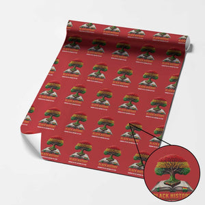Black History Teacher Wrapping Paper Roll Honoring The Past Inspiring The Future Tree of Life TS02 Red Print Your Wear