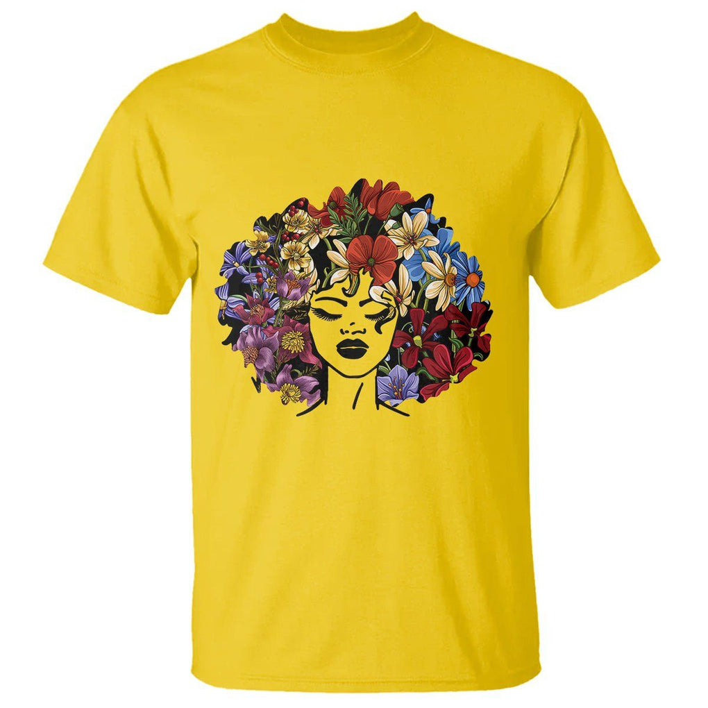 Black History Themed T Shirt For Women Afro Flower Hair Juneteenth TS01 Daisy Printyourwear