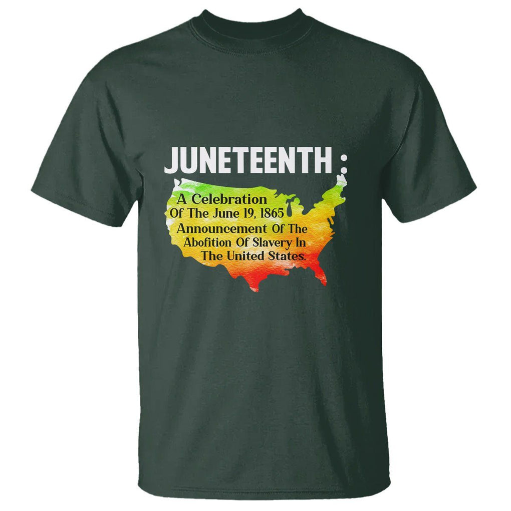 Black History Themed T Shirt With African Map Juneteenth Celebrates TS01 Dark Forest Green Printyourwear