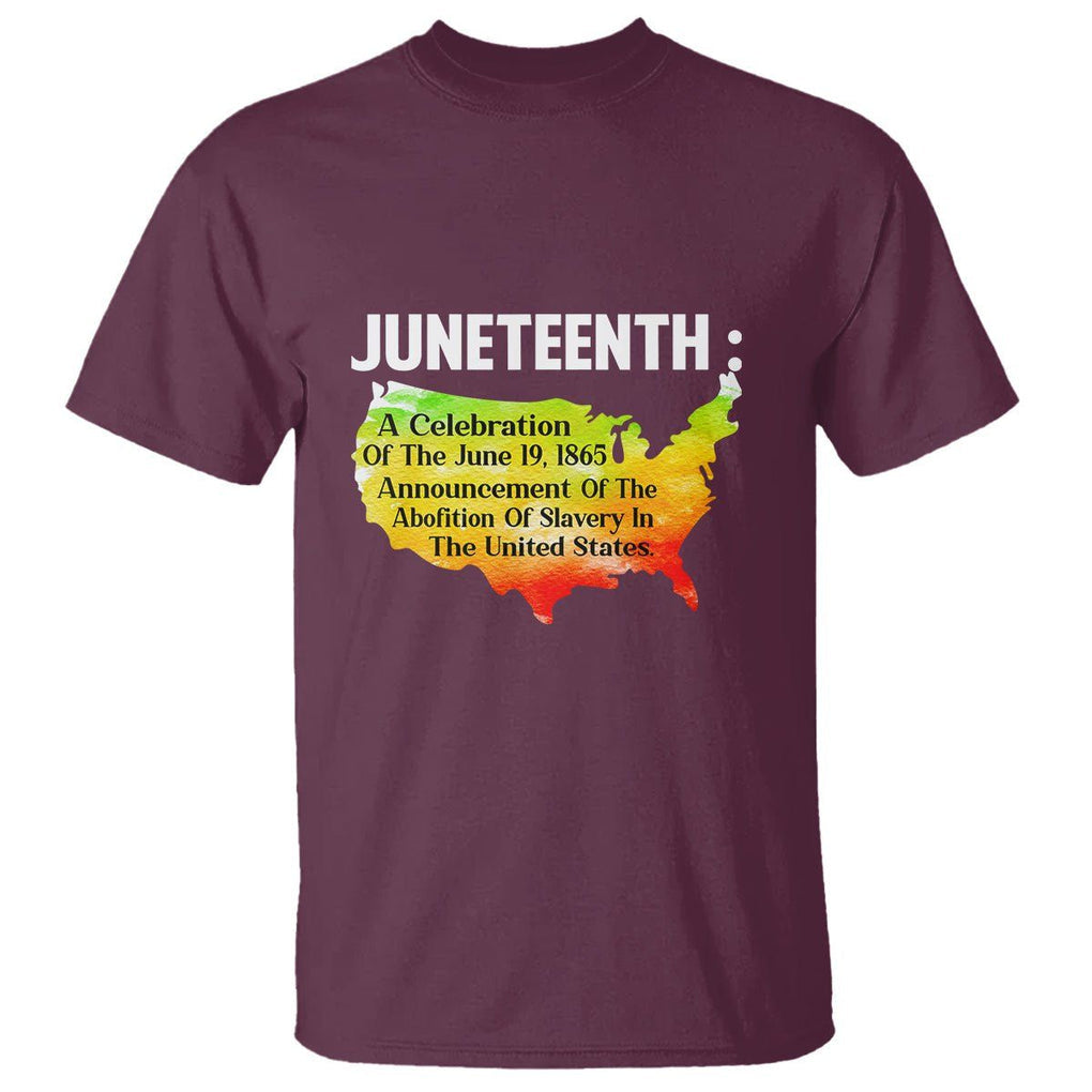 Black History Themed T Shirt With African Map Juneteenth Celebrates TS01 Maroon Printyourwear