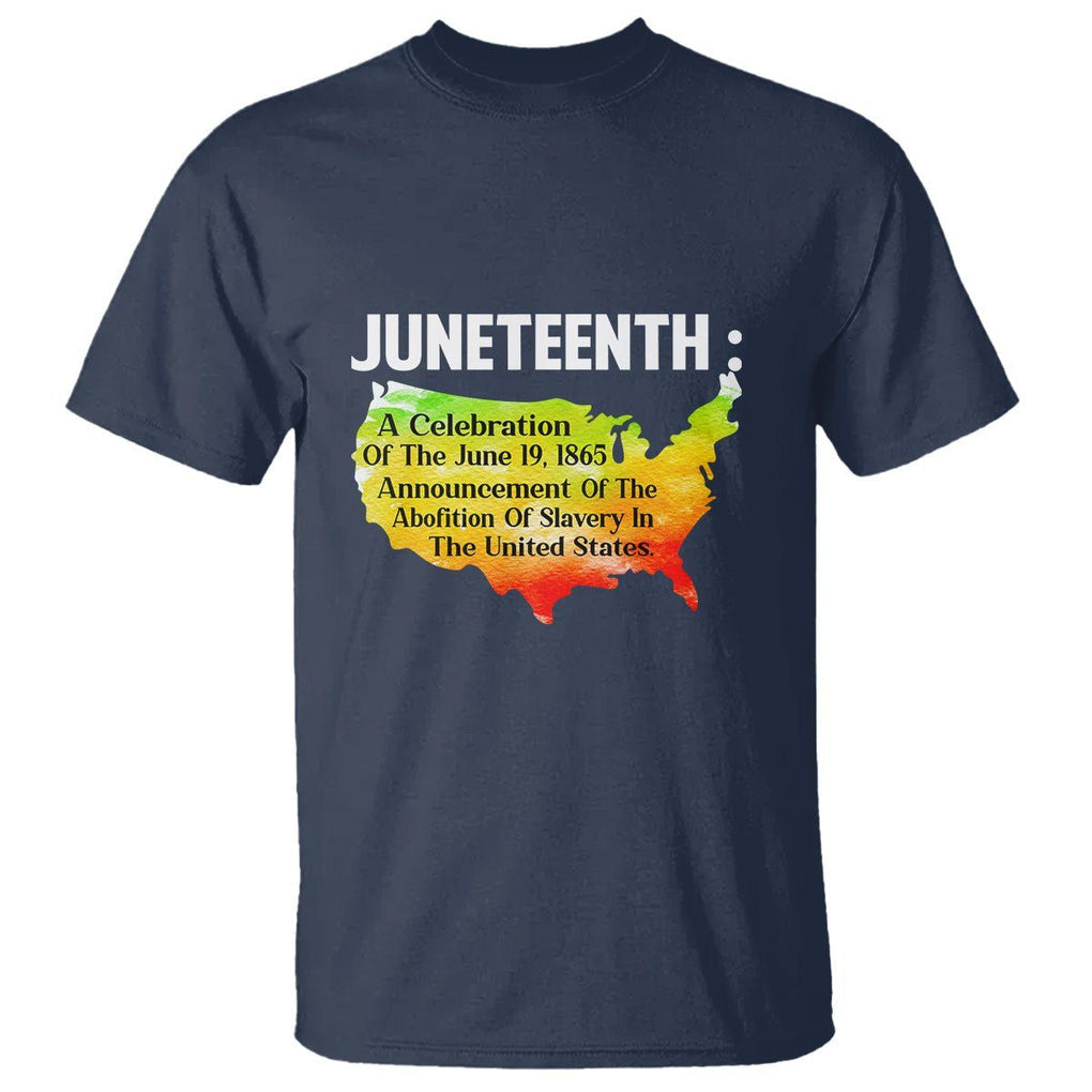 Black History Themed T Shirt With African Map Juneteenth Celebrates TS01 Navy Printyourwear