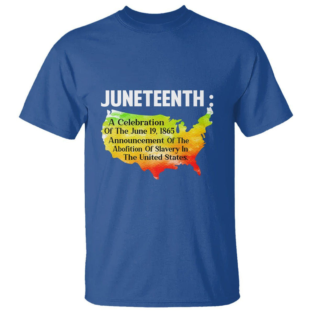 Black History Themed T Shirt With African Map Juneteenth Celebrates TS01 Royal Blue Printyourwear