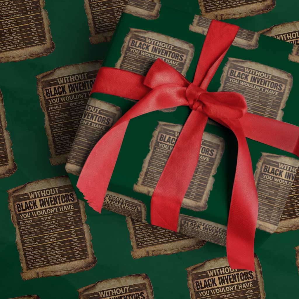 Black Inventors Wrapping Paper Roll Afro African Melanin Black History Month Juneteenth TS10 Green Print Your Wear