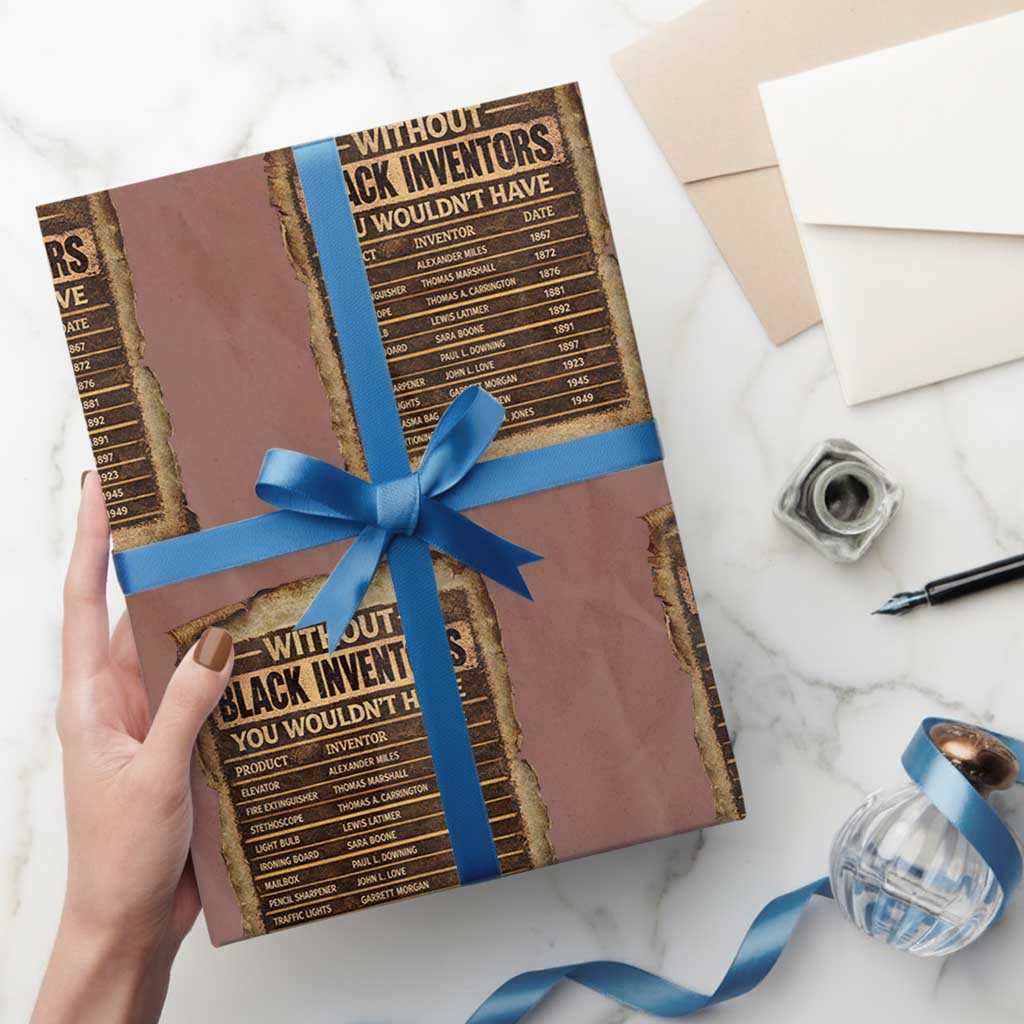 Black Inventors Wrapping Paper Roll Afro African Melanin Black History Month Juneteenth TS10 Mocha Print Your Wear