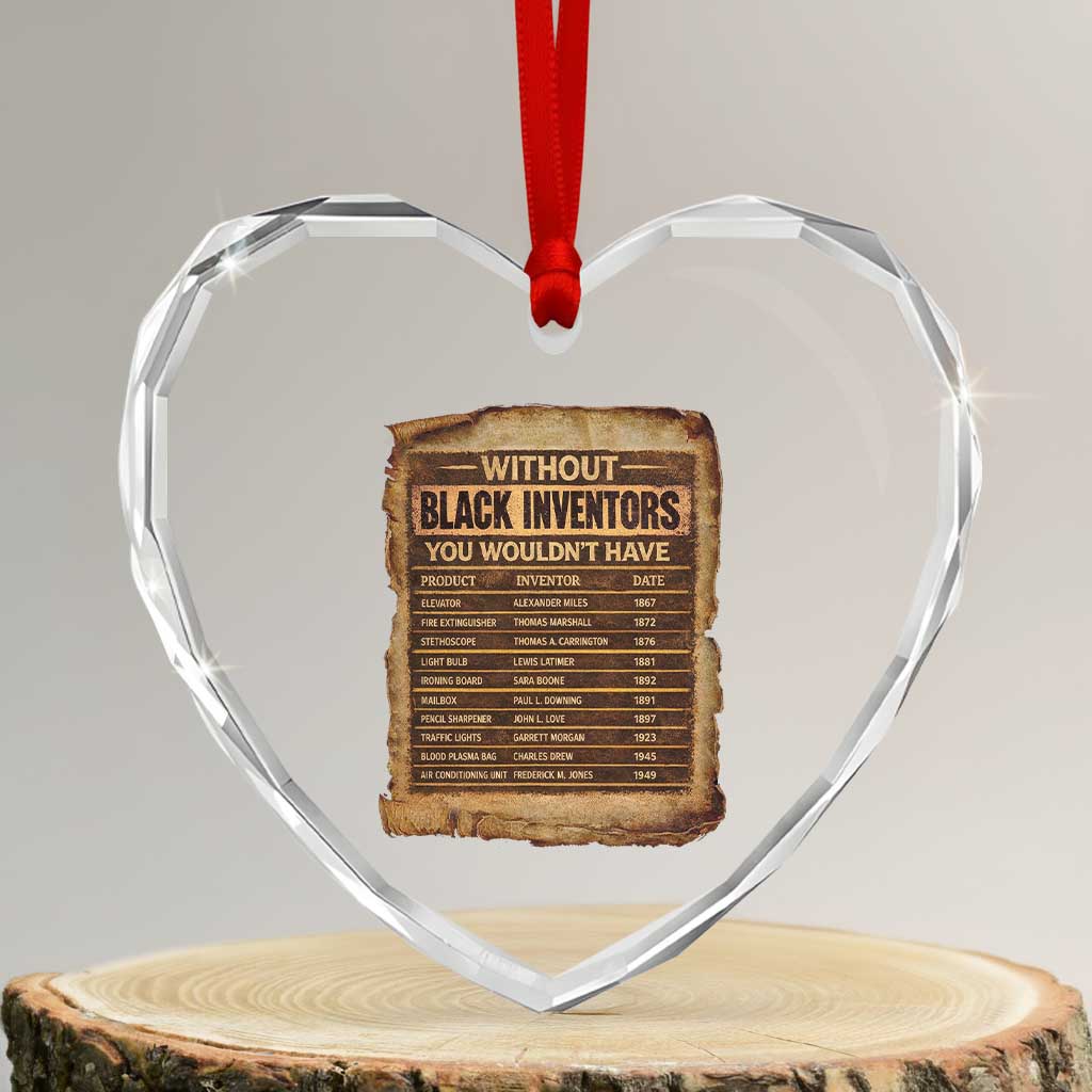 Black Inventors Heart Crystal Glass Ornament Afro African Melanin Black History Month Juneteenth TS10 Transparent Glass 3'' Heart Print Your Wear
