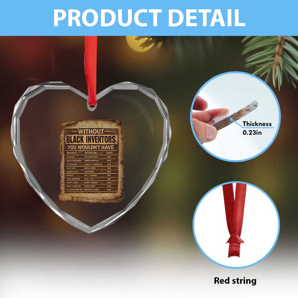 Black Inventors Heart Crystal Glass Ornament Afro African Melanin Black History Month Juneteenth TS10 Print Your Wear