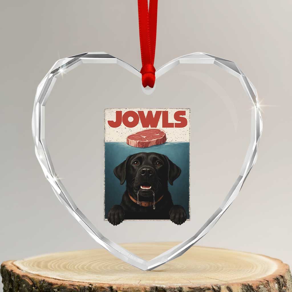 Black Labrador Retriever Heart Crystal Glass Ornament Funny Jowls Horror Dog Poster TS12 Transparent Glass 3'' Heart Print Your Wear