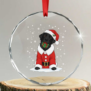 Black Labrador Santa Crystal Glass Ornament Funny Christmas Dog Lover Gift TS12 Transparent Glass 3'' Circle Print Your Wear