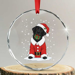 Black Labrador Santa Crystal Glass Ornament Funny Christmas Dog Lover Gift TS12 Transparent Glass 3'' Circle Print Your Wear