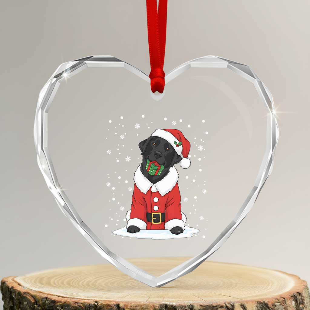 Black Labrador Santa Heart Crystal Glass Ornament Funny Christmas Dog Lover Gift TS12 Transparent Glass 3'' Heart Print Your Wear