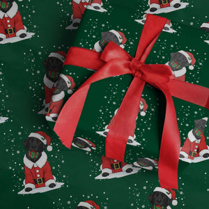 Black Labrador Santa Wrapping Paper Roll Funny Xmas Dog Lover Gift TS12 Green Print Your Wear