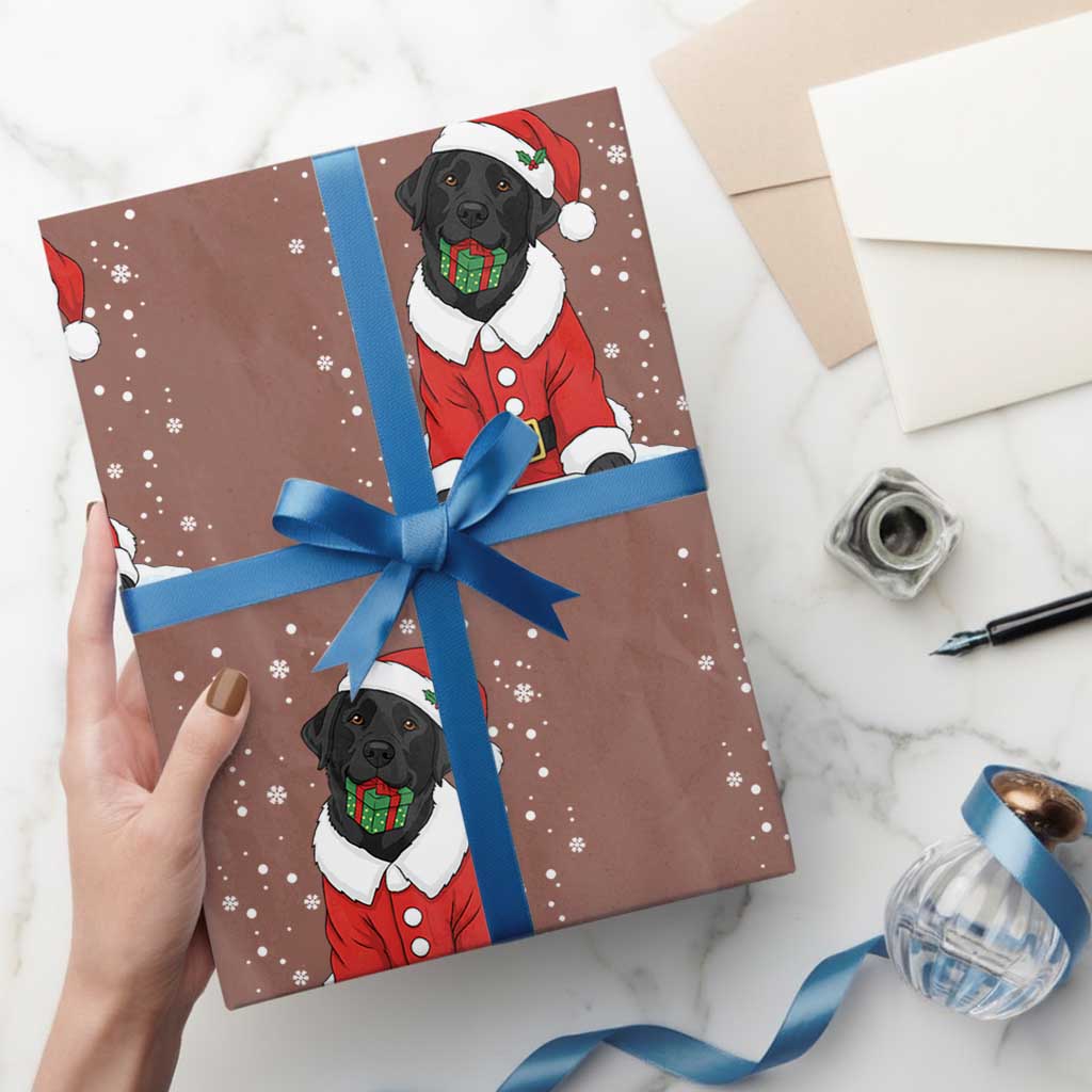 Black Labrador Santa Wrapping Paper Roll Funny Xmas Dog Lover Gift TS12 Mocha Print Your Wear