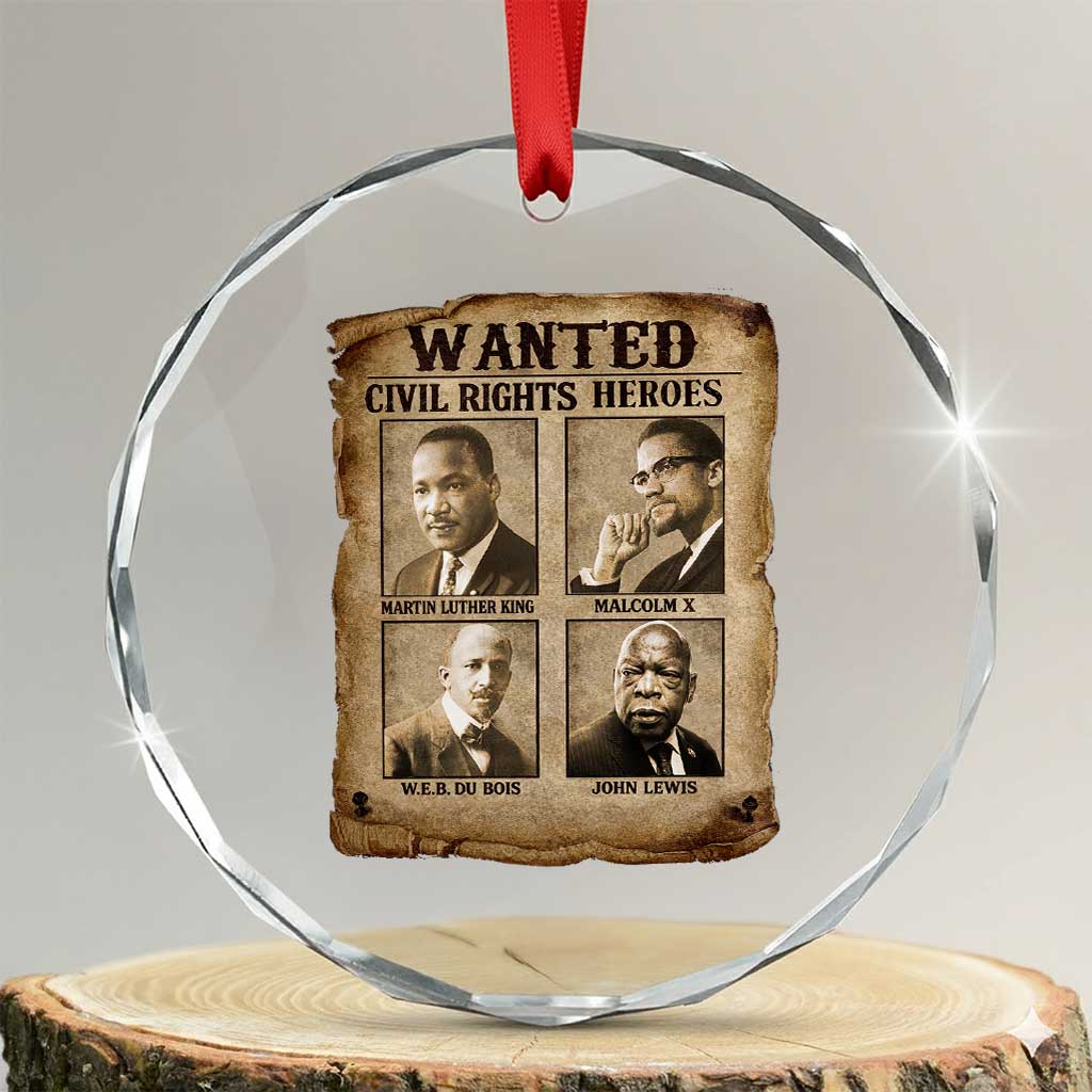 Black Leaders Crystal Glass Ornament Wanted Civil Rights Heroes MLK Malcolm X Web John Lewis TS11 Transparent Glass 3'' Circle Print Your Wear