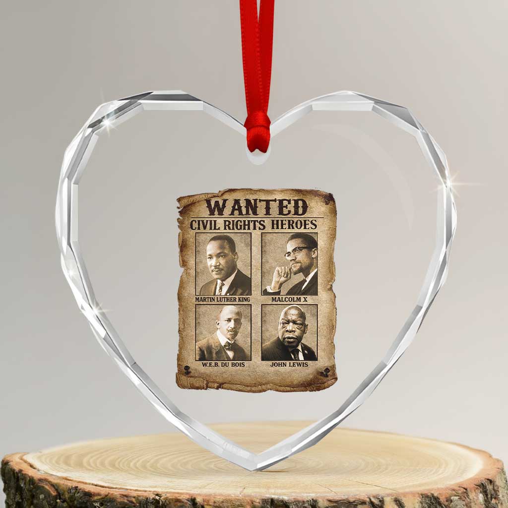 Black Leaders Heart Crystal Glass Ornament Wanted Civil Rights Heroes MLK Malcolm X Web John Lewis TS11 Transparent Glass 3'' Heart Print Your Wear