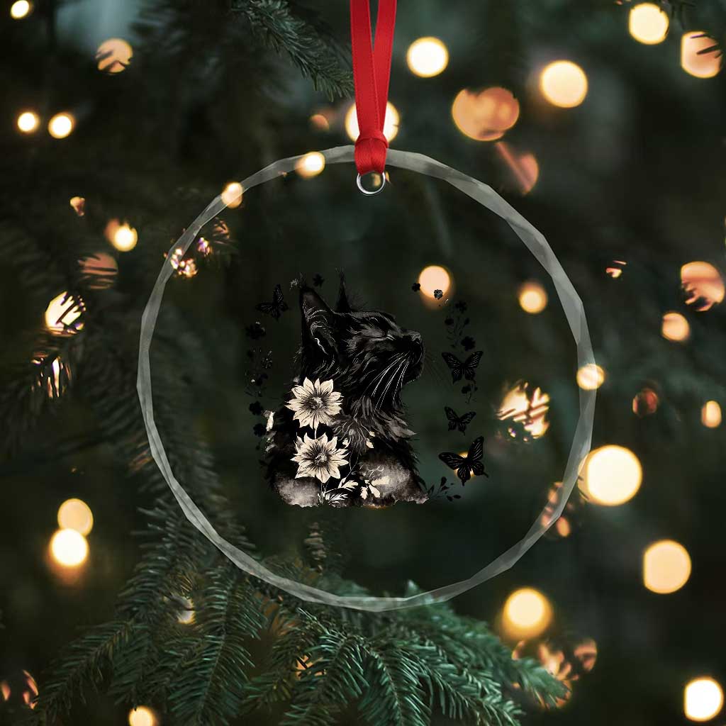 Black Maine Coon Cat Crystal Glass Ornament Floral Sunflower Watercolor Gift TS12 Print Your Wear