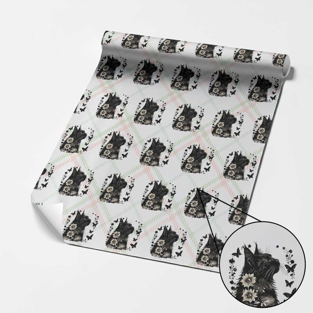 Black Maine Coon Cat Wrapping Paper Roll Floral Sunflower Watercolor Gift TS12 Christmas Plaid Print Your Wear