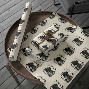 Black Maine Coon Cat Wrapping Paper Roll Floral Sunflower Watercolor Gift TS12 Beige Print Your Wear