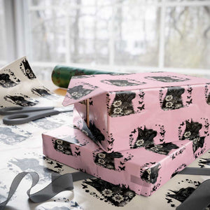 Black Maine Coon Cat Wrapping Paper Roll Floral Sunflower Watercolor Gift TS12 Light Pink Print Your Wear