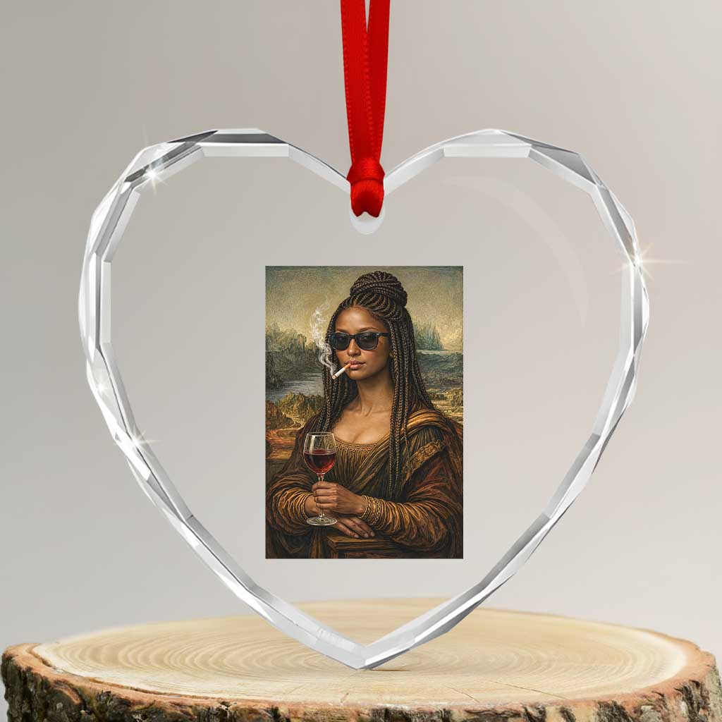 Black Mona Lisa African American Heart Crystal Glass Ornament Black History Month TS12 Transparent Glass 3'' Heart Print Your Wear