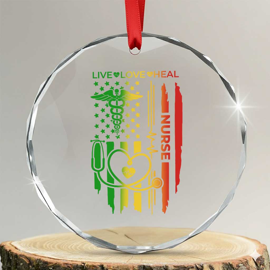 Black Nurse Crystal Glass Ornament American Flag Proud Afro African Women Melanin Pride TS10 Transparent Glass 3'' Circle Print Your Wear