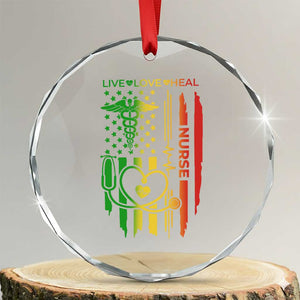 Black Nurse Crystal Glass Ornament American Flag Proud Afro African Women Melanin Pride TS10 Transparent Glass 3'' Circle Print Your Wear