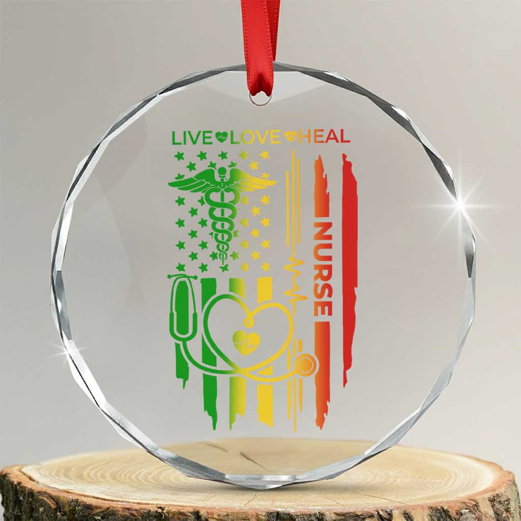 Black Nurse Crystal Glass Ornament American Flag Proud Afro African Women Melanin Pride TS10 Transparent Glass 3'' Circle Print Your Wear