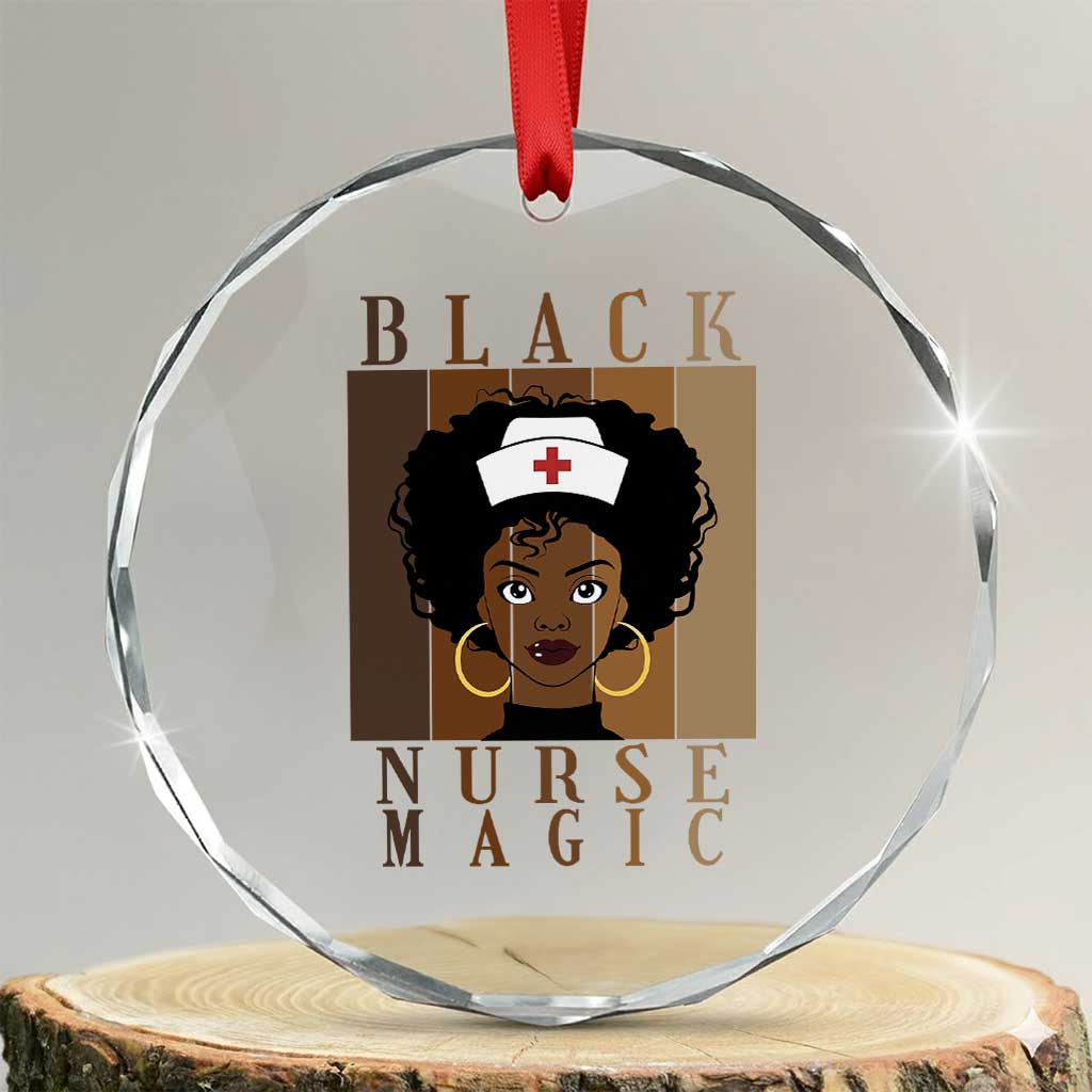 Black Nurse Magic Crystal Glass Ornament Black History Month Nurse Gift TS12 Transparent Glass 3'' Circle Print Your Wear