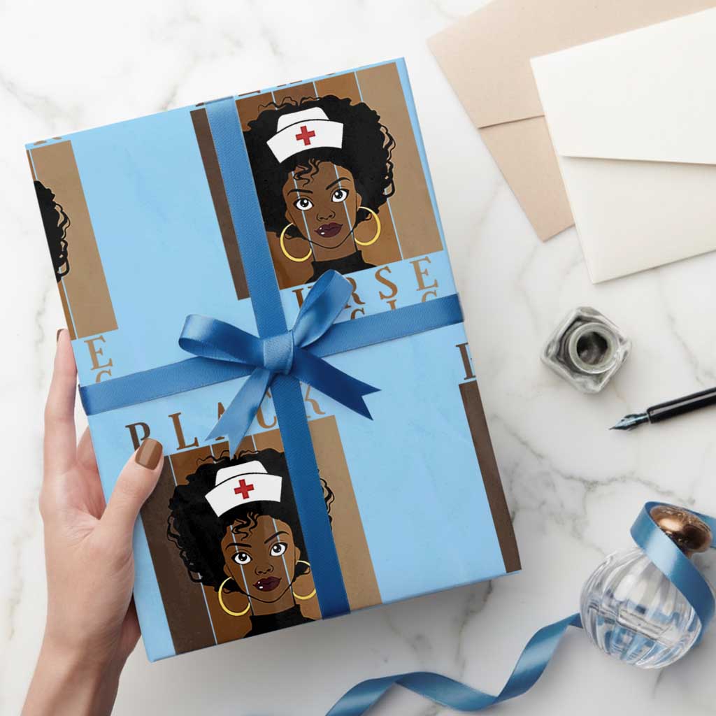 Black Nurse Magic Wrapping Paper Roll Black History Month Nurse Gift TS12 Light Blue Print Your Wear